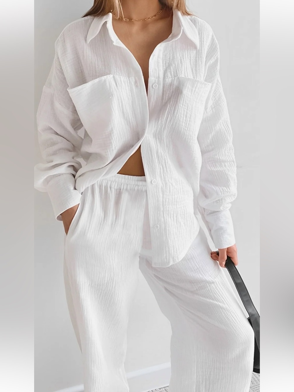 Commense Minimalist Cotton Two Piece Pants Set
